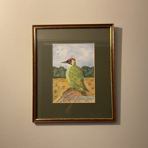 Green woodpecker watercolour - woodpecker,