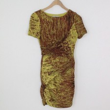 Halston Heritage Printed Yellow Sheath Dress