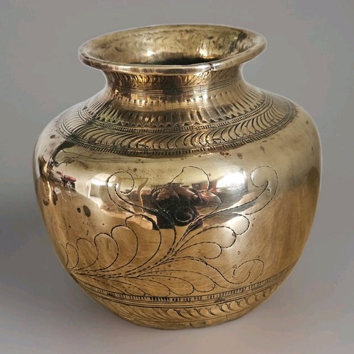 Vintage brass vase pot - vintage, hand