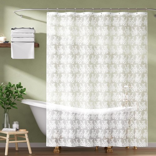 White lace shower curtain with - lace,