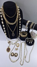 Vintage Jewellery Gold tone Faux Pearl 80's Bundle Necklaces Job Lot 
