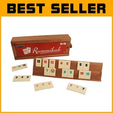 Classic Rummikub Set with Elegant Wooden Case - 106 Tiles & Travel-Friendly