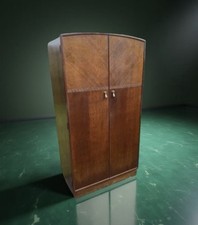 Antique Art Deco Wardrobe Oak Cupboard Shelves