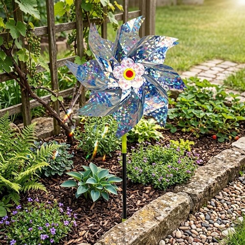 Reflective plastic windmill - reflective,