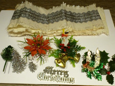 Vintage Christmas Cake Decorations  Poinsettia, Holly ,Trees , Candles, 1960's