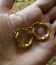 18ct 750 Italian Gold Heavy Hoop Earrings 18ct Yellow