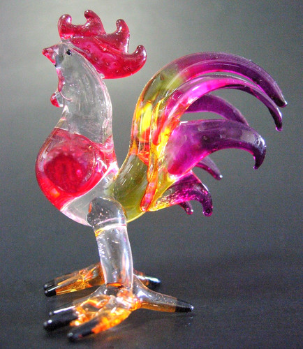 Blown glass chicken rooster - chicken,