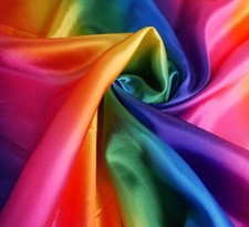 Rainbow Satin Fabric - Bright