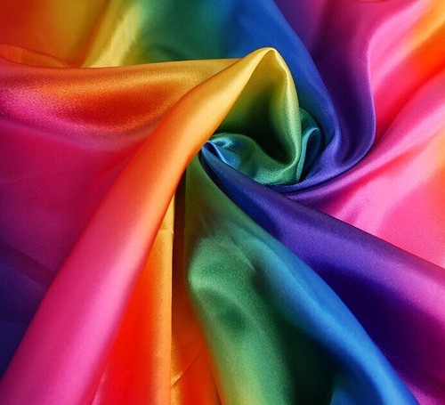 Rainbow satin fabric bright - rainbow,