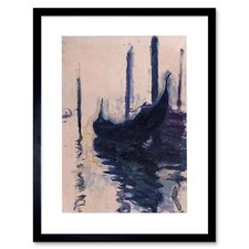 Monet Gondola In Venice Old Master Framed Art Print Picture Mount 12x16 Inch
