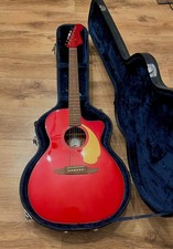 Red Fender Newporter Acoustic Electric Guitar With Case