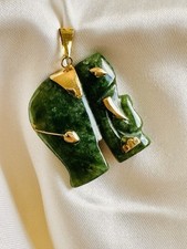 14k Gold Jade Elephant Pendant