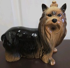 Vintage 1970s Coopercraft Yorkshire Terrier Dog Ceramic Figurine H17cm W19cm VGC