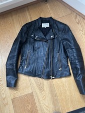 Women's real Leather Biker Jacket Size 10. River Island. 