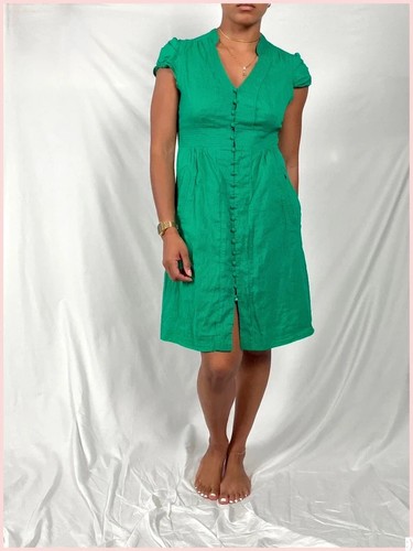 Maeve green button front - , midi