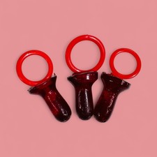 38G LARGE ROCK DUMMIES DUMMY RETRO CANDY UK HANDMADE GLASS RED DUMMY
