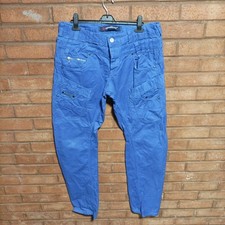 Cipo & Baxx Jeans  Bright Blue Multi Pockets Zips Embroidered Back Pockets Vtg