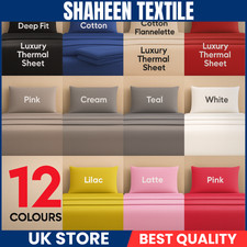 Thermal Flannelette Fitted Sheet 25cm Deep | 100% Brushed Cotton | All Sizes UK