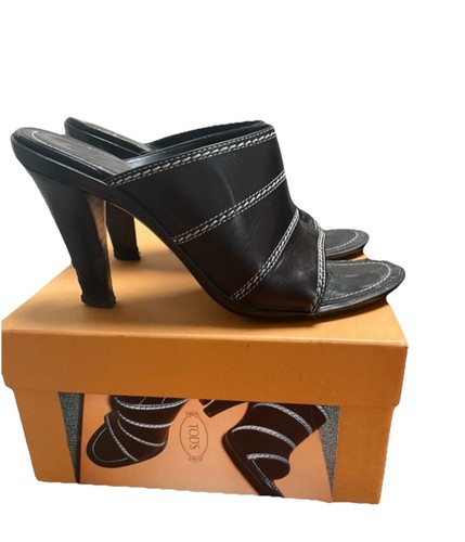 Tods mules black leather heels - leather,