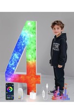 4 FT Marquee Numbers 4 for Birthday Anniversary Party Décor, Colorful Light