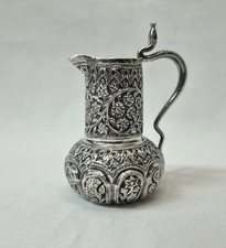 Charming antique Kashmiri silver milk or cream jug with cobra snake handle.