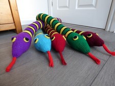 Various Coloured Snake Draught Excluder or Soft Toy - Hand Knitted 
