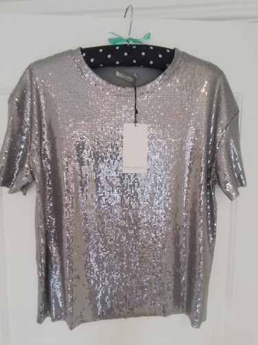 Zara silver sparkly sequined - zara,