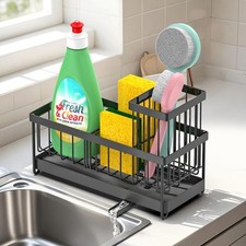 Vinsani Kitchen Sink Caddy with Auto-Draining Tray – Stainless Steel Tidy Rack