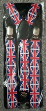 Union Jack British Flag Elasticated Clip On Trouser Suspenders