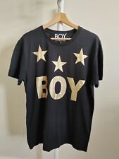 Boy London Women's T-Shirt - Gold Logo & Stars, Dark Grey, Size S