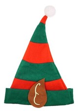 Adult Christmas Elf Hat & Ears Xmas Santa's Helper Stripy Hats Fancy Dress Pixie