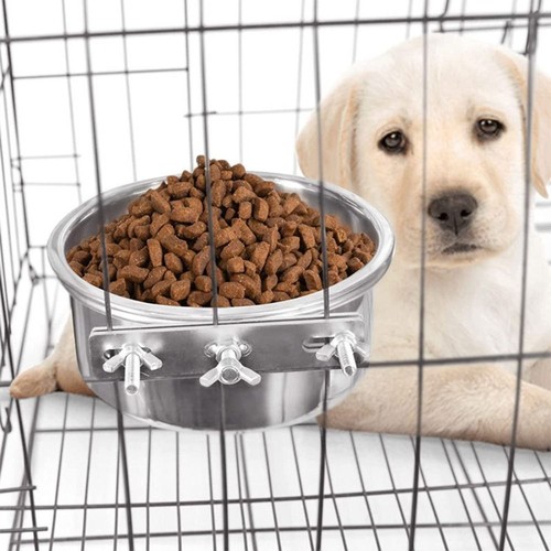 Dog cage bowl stainless steel - stainless,