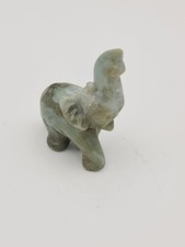 Small vintage hand  carved onyx / jade elephant stone figurine sculpture Grey