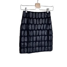 Sagaie Black Skirt Size T1 Textured Patterned Elastic Waist W22" L18" Ladies