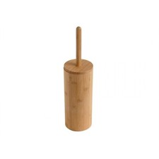 Woodluv Round Natural Bamboo Wood Toilet Brush & Holder