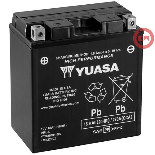 Yuasa ytx20ch battery 12v - yuasa, ytx20ch-bs