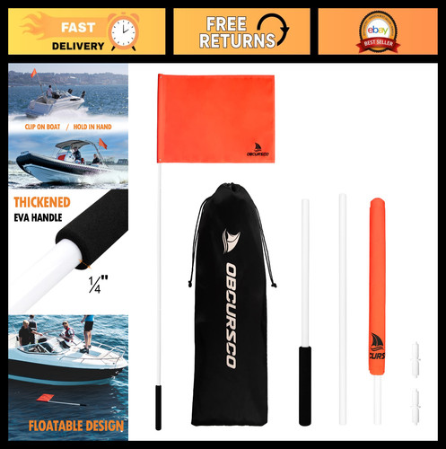 Orange boat flag with pole - 48",