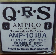 AMPICO QRS REPRODUCING ROLL. FLIGHT OF THE BUMBLE BEE. P/B SERGEI RACHMANINOFF