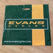 Evans Cycles Vintage Medium Large Plastic Carrier Bag Green & Yellow