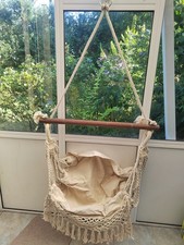 Hammock Swing Chair With Macrame Edge For Patio Or Conservatory Furniture