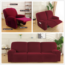 1/2/3 Seat Velvet Recliner Sofa Cover Stretch Lounge Armchair Couch Slipcover UK