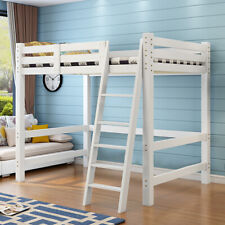 Wood Pine Cabin Bed Frame High Sleeper Boys Girls Bunk Sleepstation with Ladder