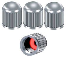 4x Silver Tyre Valve Dust Caps With Internal Air/Dust/Water Seals Steel/Alloys