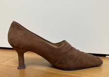 GUIDO PASQUALI BROWN SUEDE WOMEN’S PUMPS PLEATED VAMP HEELS Euro 37