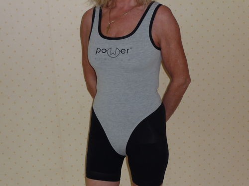 Grey cotton lycra leotard - lycra,