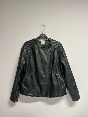 Black faux leather jacket - tu,