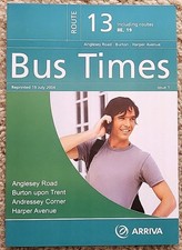 Arriva Burton Bus Timetable Service 13 - July 2004