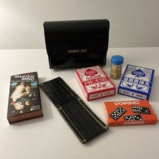 Travel Games Case with Mini Mastermind Game, Cribbage Dominoes Cards
