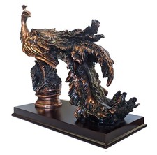Copper peacock bird figurine - copper,