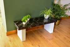 Black Marble Effect Coffee / Side Table on Chunky White Legs